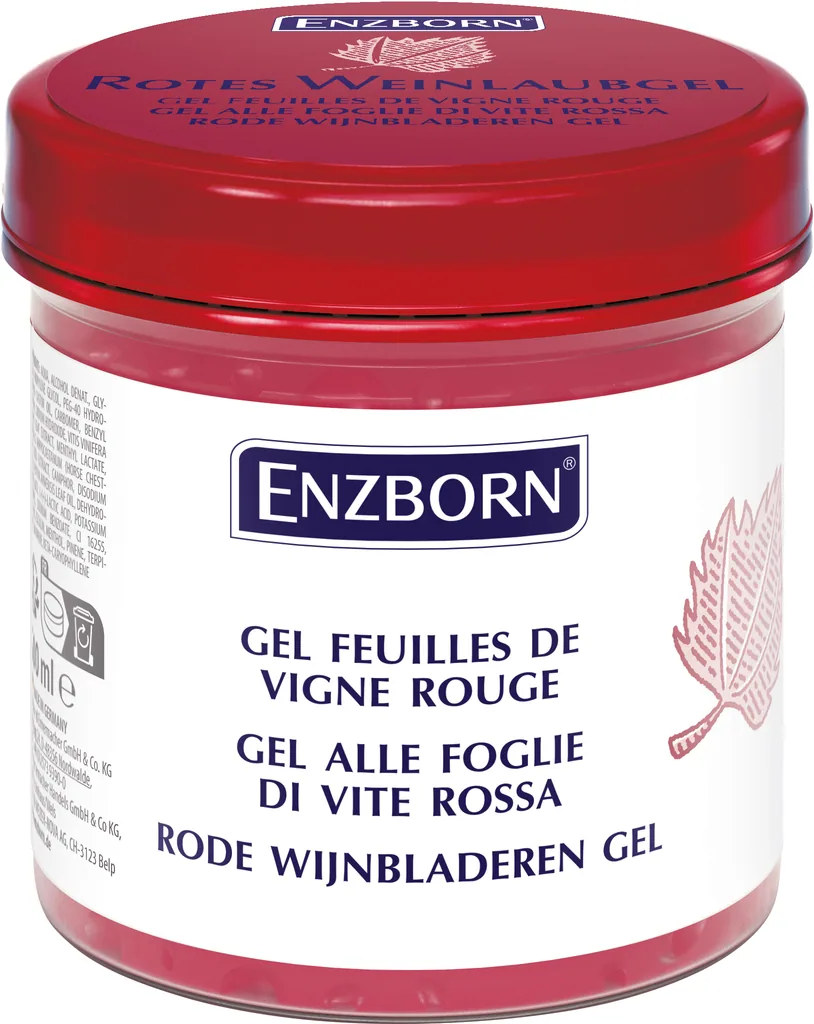 ENZBORN Rotes Weinlaubgel – leicht kühlendes Pflege-Gel für schwere Beine & Füße, 200 ml
