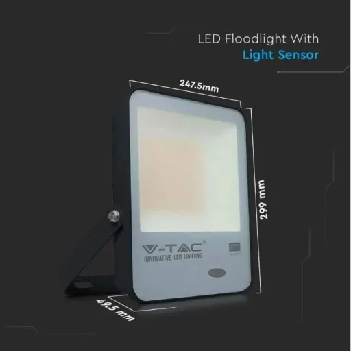 VT-117S LED-Scheinwerfer mit Tag/Nacht-Sensor - 100 W - 10000 Lm - 4000K - schwarz