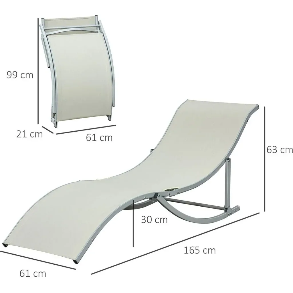 2er Set Sonnenliege Gartenliegen Stoffliege Relaxliege ergonomisch Aluminium Texteline Beige 165 x 61 x 63 cm