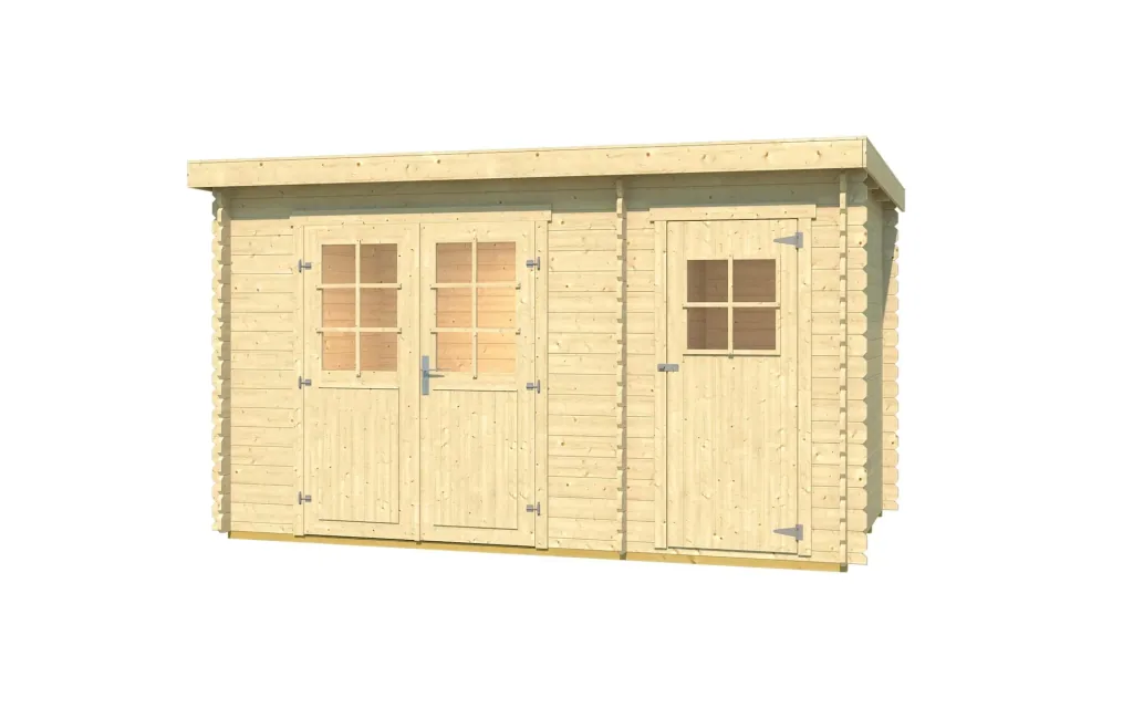 Gartenhaus 254 Gr.1, 394 x 246 x 222 cm Wandstärke 28 mm, Doppeltür, mit 2. Raum Einzeltür