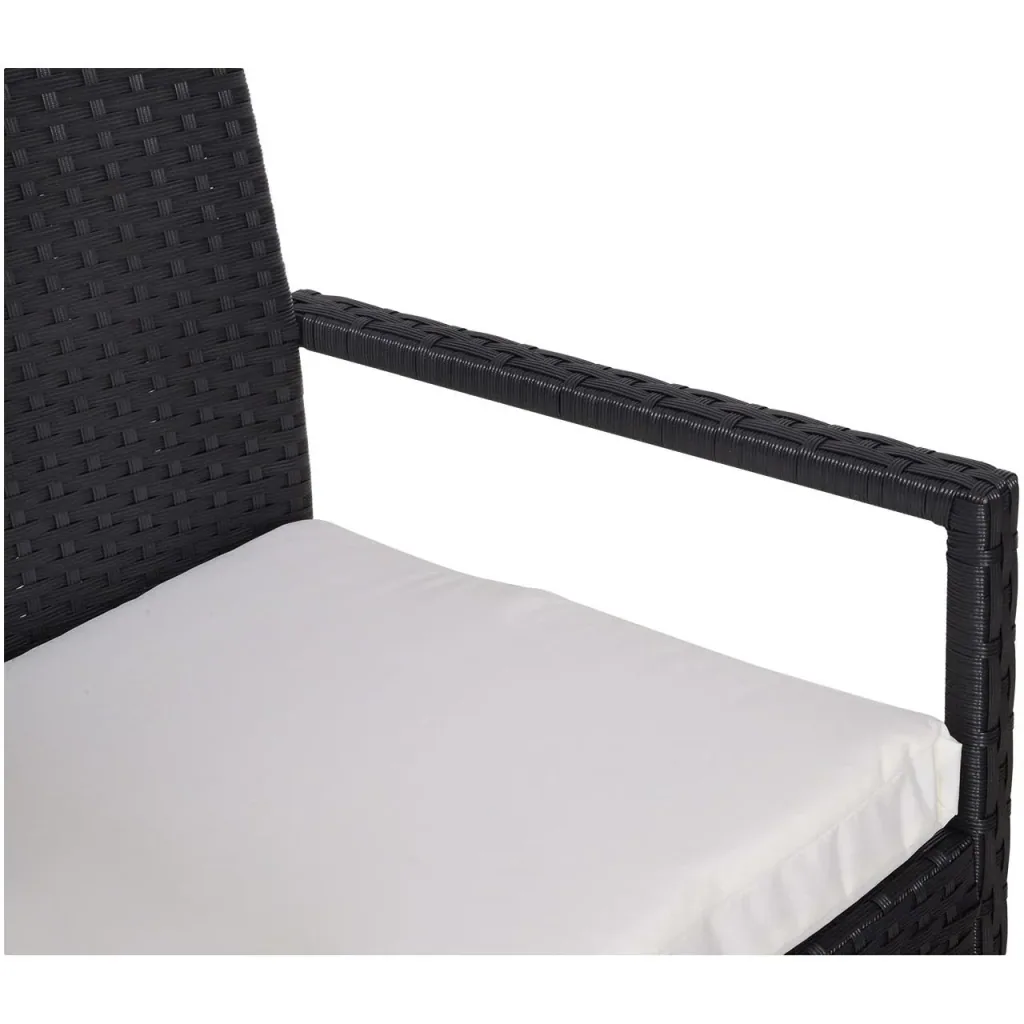 Gartensitzgruppe 3-tlg, Polyrattan Gartenset Rattanmöbel für Balkone Schwarz mit Sitzkissen