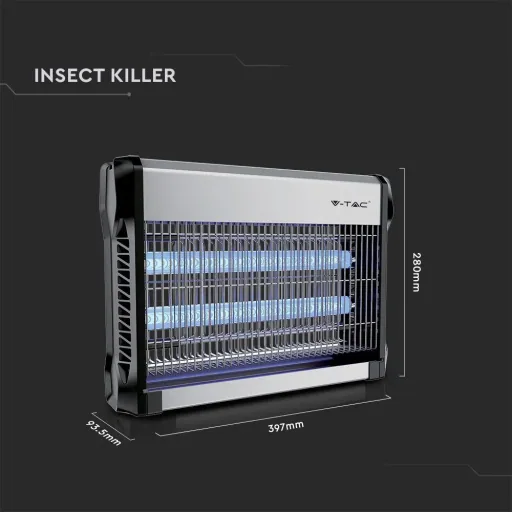 VT-3220 Insektenlampe - 2"10W - 80m Reichweite - UV-Licht - Grau