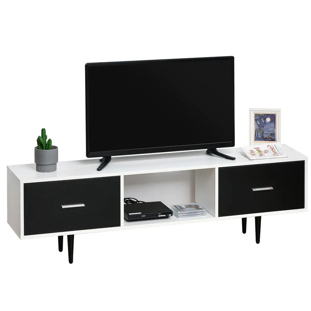 Fernsehtisch Fernsehschrank mit Schubladen Regale für 60'' Fernseher TV-Board Wohnzimmer Schlafzimmer Spanplatte Metallb