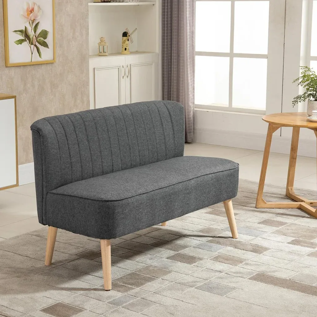 2-Sitzer Stoffsofa Polstersofa Sitzmöbel Loungesofa Holz Schaumstoff Dunkelgrau 117 x 56,5 x 77 cm