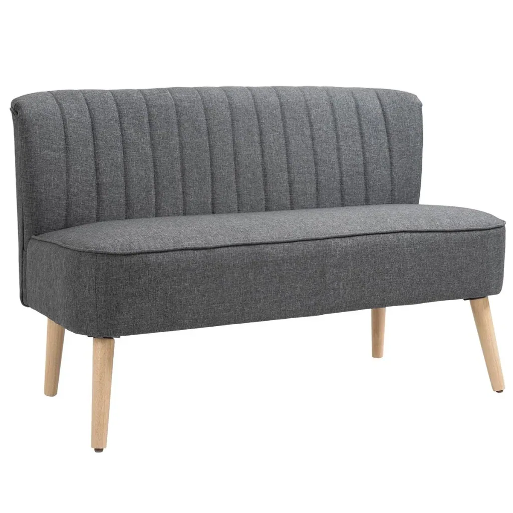 2-Sitzer Stoffsofa Polstersofa Sitzmöbel Loungesofa Holz Schaumstoff Dunkelgrau 117 x 56,5 x 77 cm