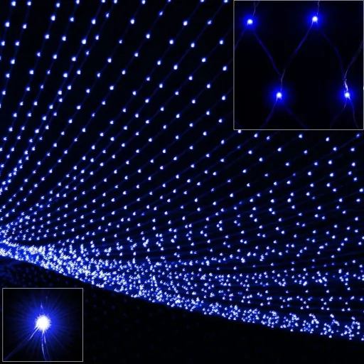Netz-Lichterkette blau 100 LED 120x120cm