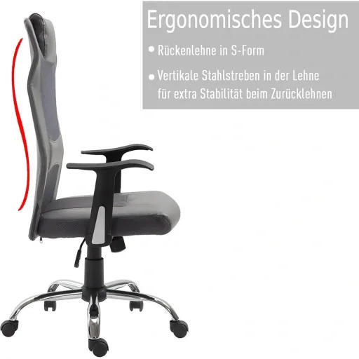 Bürostuhl höhenverstellbar Chefsessel Schreibtischstuhl Gaming Stuhl ergonomisch PU grau