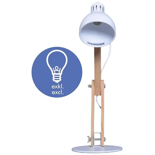 Tischleuchte Schreibtischlampe verstellbar Leselampe Büro Metall + Holz weiß 26 x 15 x 41 cm