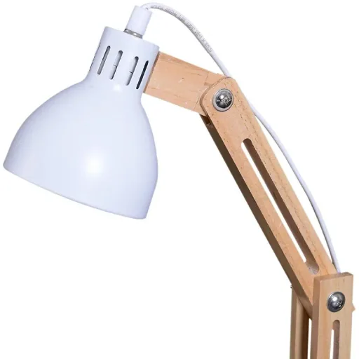 Tischleuchte Schreibtischlampe verstellbar Leselampe Büro Metall + Holz weiß 26 x 15 x 41 cm
