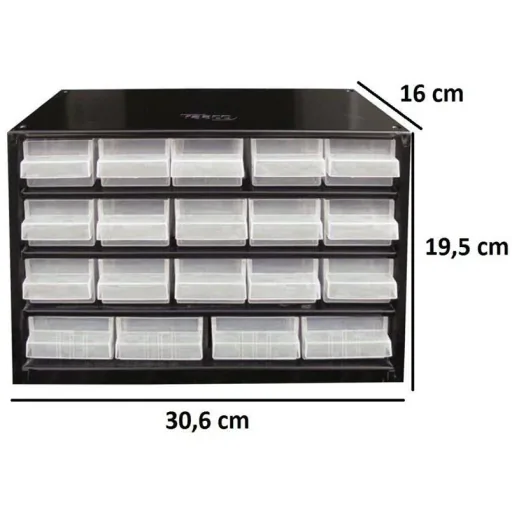 Stahl-Schubladenschrank mit 19 Schubladen - 30,6 x 15 x 19,5 cm