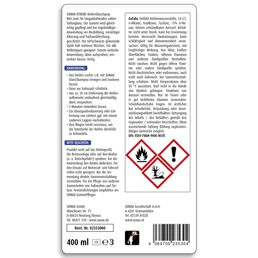 XTREME Reifenglanzspray Wet Look 400 ml