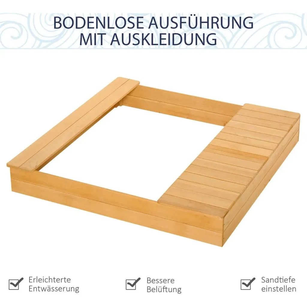 Sandkiste mit Bank und Aufbewahrungsfächern naur, blau