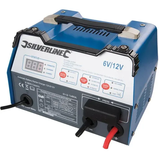 Automatischer Batteriestarter/Ladegerät, 12 A, 6/12 V 8 - 180 Ah EU-Kapazität