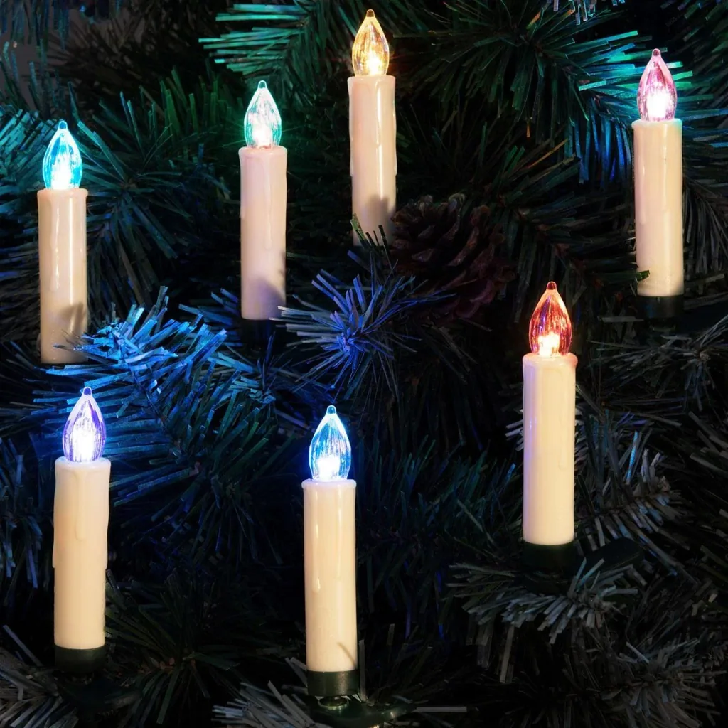 LED-Weihnachtsbaumlichter - Weihnachtsbaumschmuck - Set mit 30 farbigen Lichtern, ferngesteuert