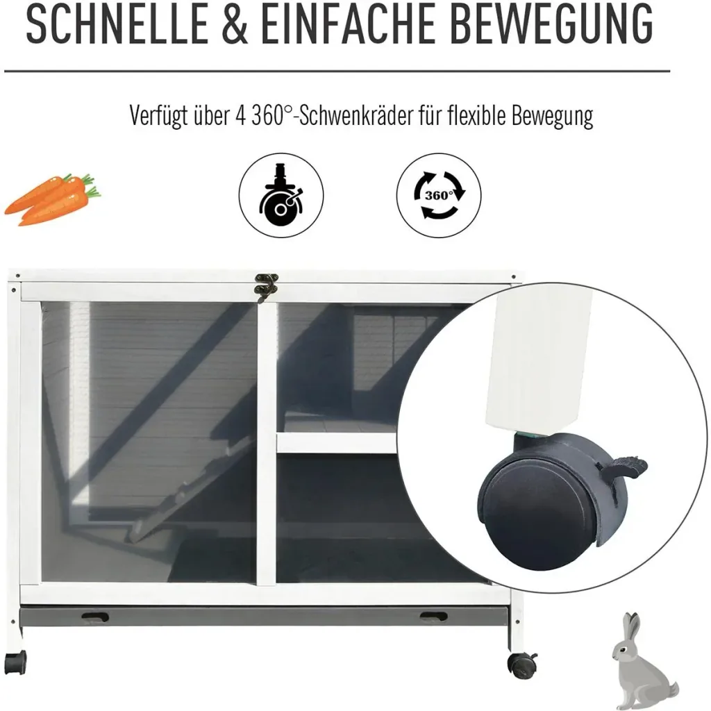Kaninchenstall mit Rollen natur
