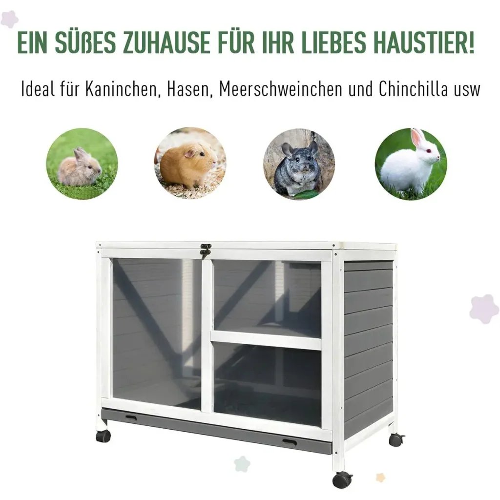 Kaninchenstall mit Rollen natur