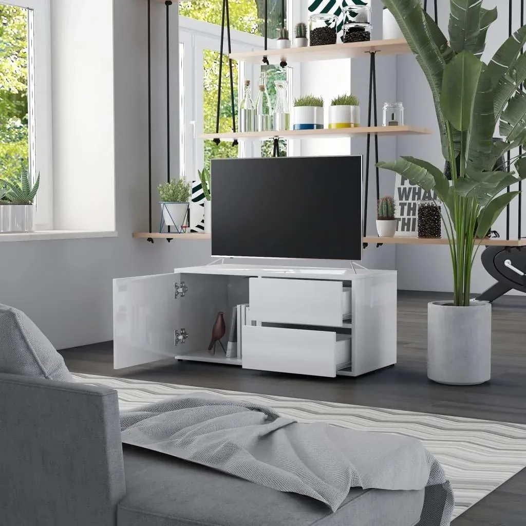 TV-Schrank 80x34x36 cm Hochglanz weiß Spanplatte