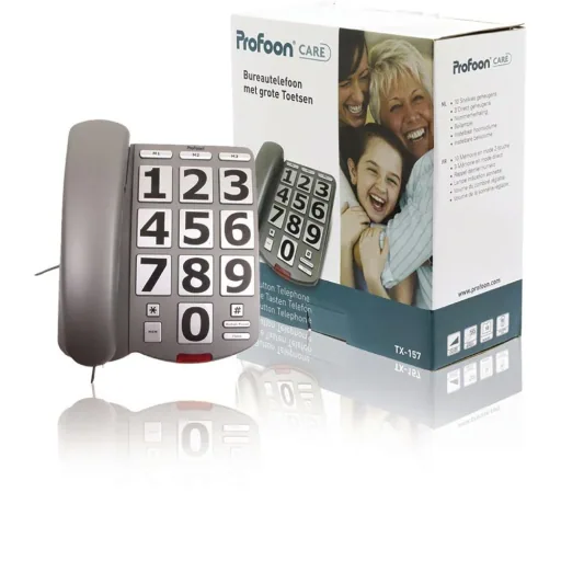 Festnetztelefon mit Tasten Grau/Silber
