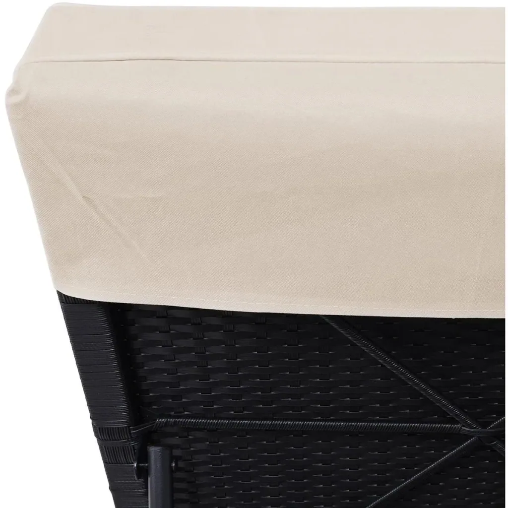 Liege aus Polyrattan schwarz/cremeweiß 195 x 60 x 33cm