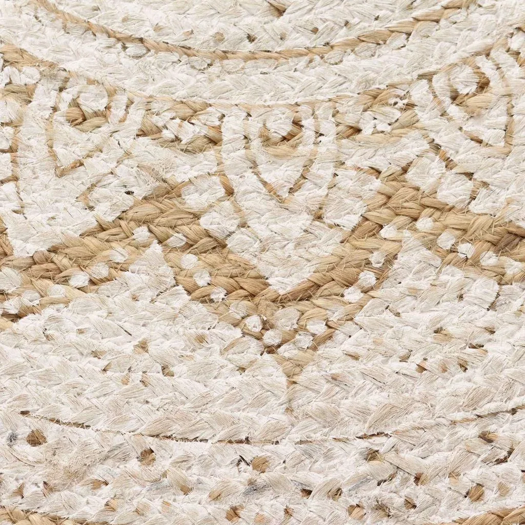 Teppich mit Druck rund 90 cm gewebte Jute
