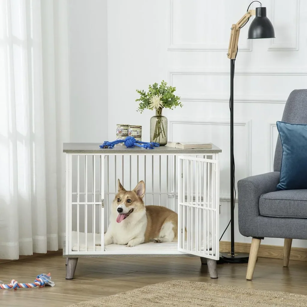 Hundekäfig aus Holz mit Kissen Tis