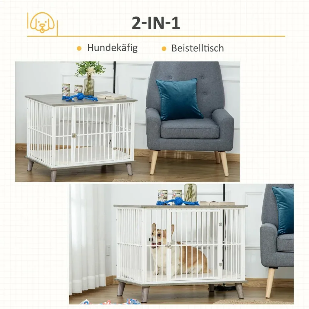 Hundekäfig aus Holz mit Kissen Tis