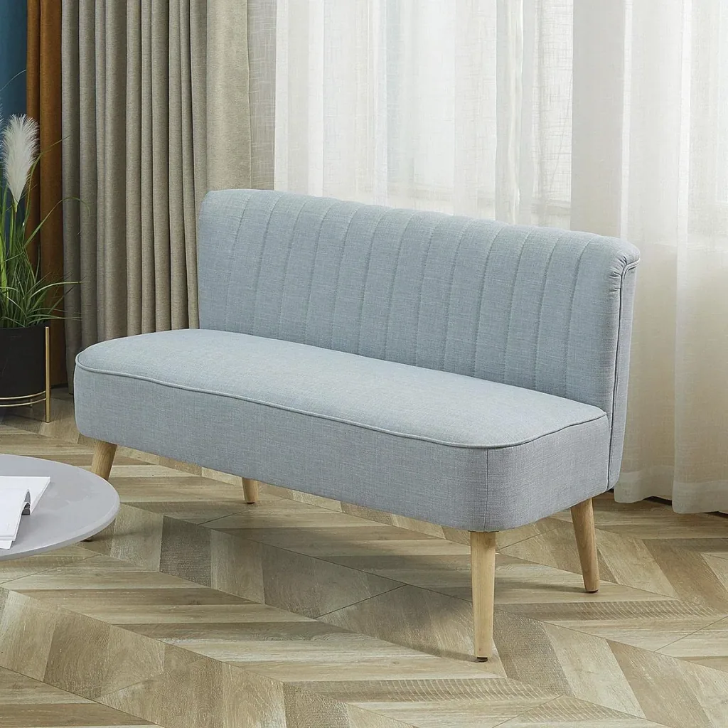 2-Sitzer Stoffsofa Polstersofa Sitzmöbel Loungesofa Holz Schaumstoff Hellgrün 117 x 56,5 x 77 cm