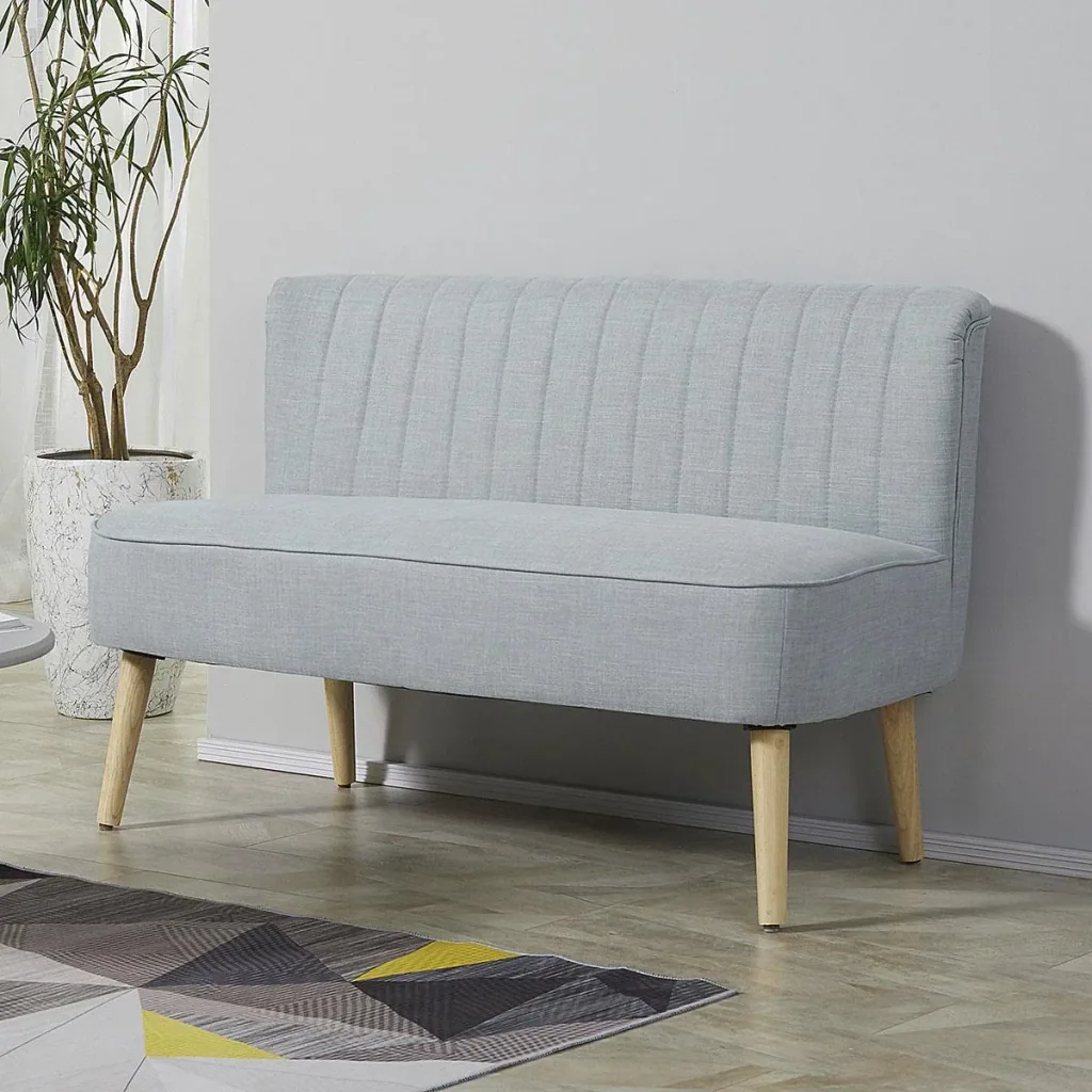 2-Sitzer Stoffsofa Polstersofa Sitzmöbel Loungesofa Holz Schaumstoff Hellgrün 117 x 56,5 x 77 cm