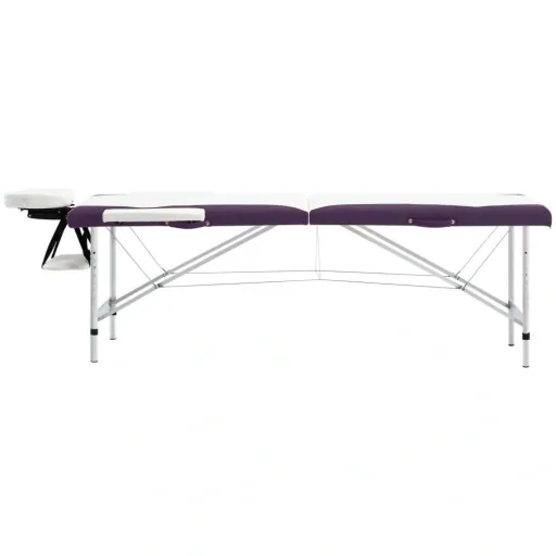Klappbare Massageliege mit 2 Zonen Aluminium weiß und lila
