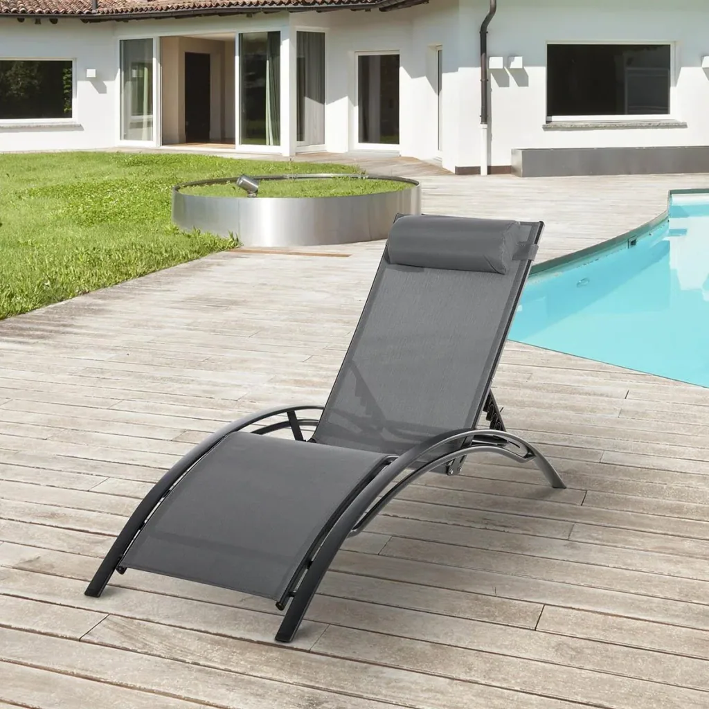 Sonnenliege Gartenliege Gartenstuhl Relaxsessel Liegestuhl Alu verstellbar Grau 171 x 64 x 82 cm