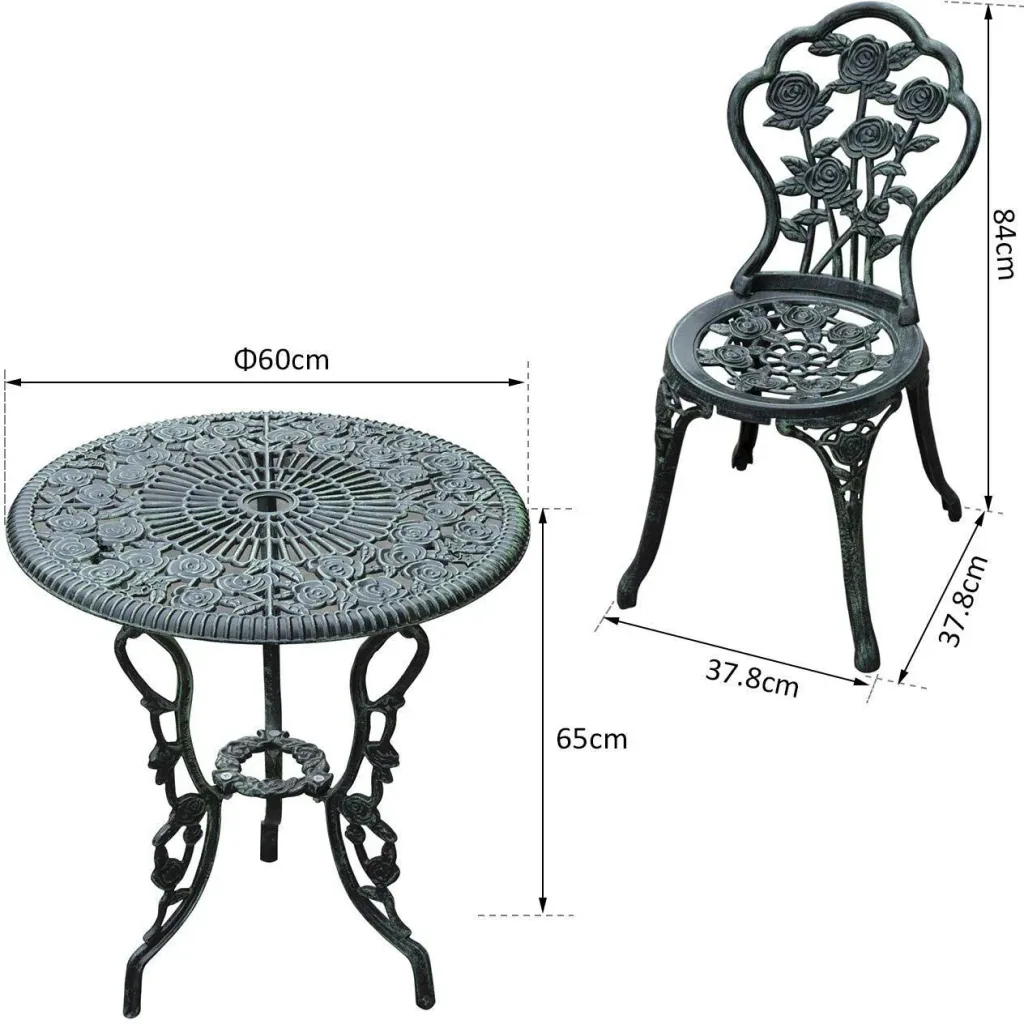 Bistroset Balkon 3-tlg. Gussaluminium Antik Grün