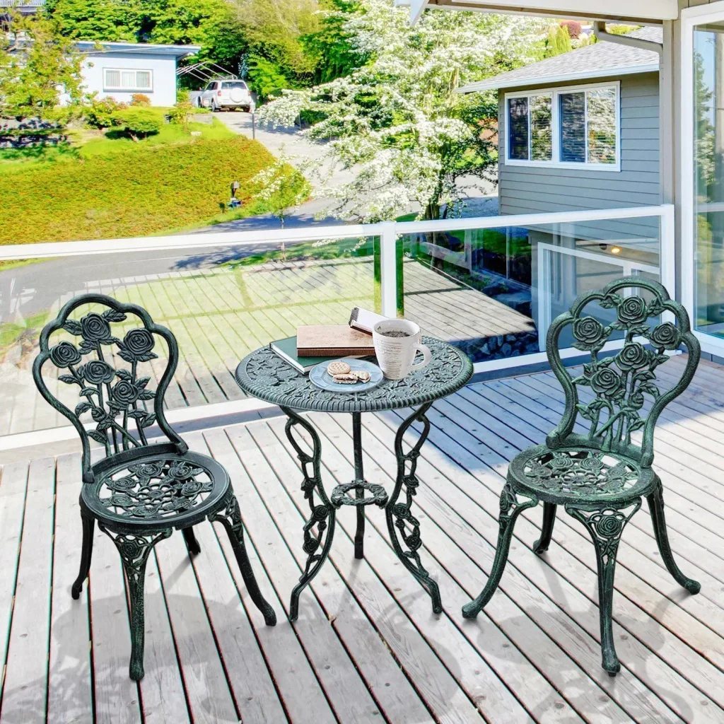 Bistroset Balkon 3-tlg. Gussaluminium Antik Grün