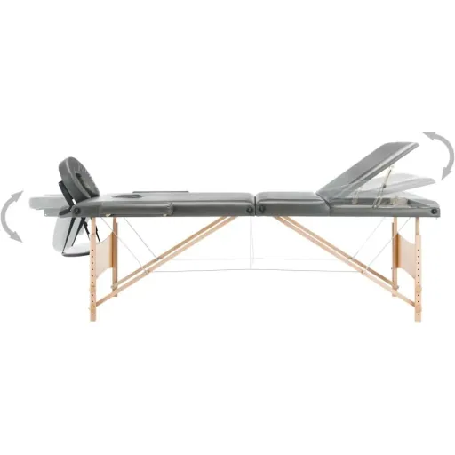 Massageliege 3 Zonen 186x68 cm Holzrahmen anthrazit