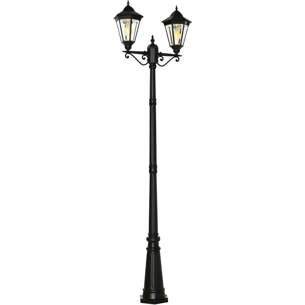 Solar Lampenmast - Doppelt - Schwarz - 22 x 72 x 248 cm