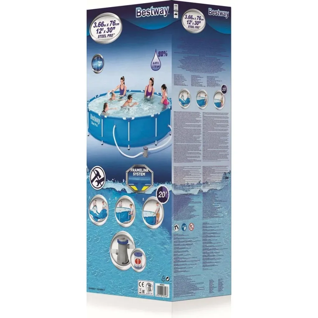 Schwimmbad mit Filterpumpe - Ø366cm - 6473 L - Filterpumpe: 1,2 m³/h