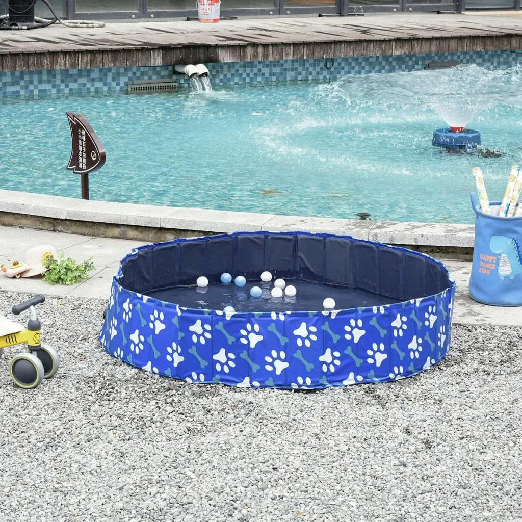 Hundepool mit Wasserablassventil blau