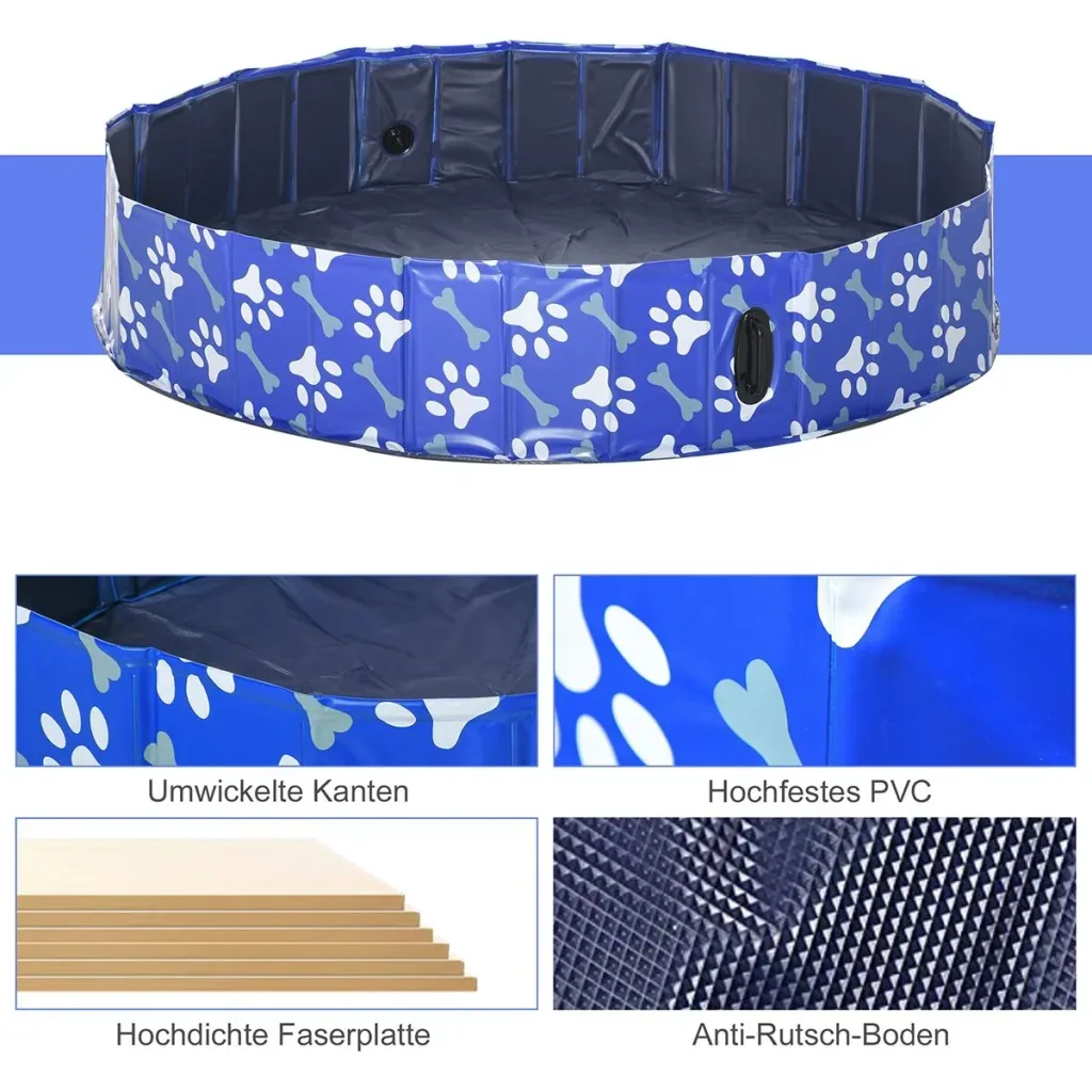 Hundepool mit Wasserablassventil blau