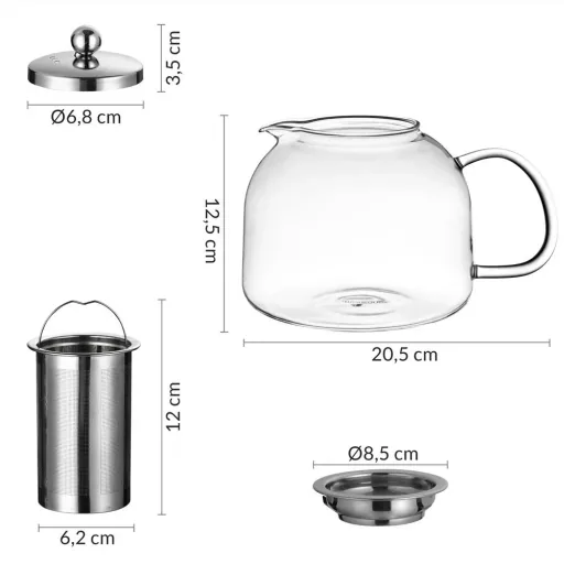 Teekanne Glas inkl. Sieb 1,5L