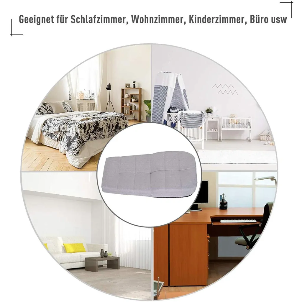 Sitzkissen Polsterstuhl Bodensessel ohne Beine mit Lehne 5-stufig verstellbar Leinen Metallgestell Hellgrau 63 x T65 x 6