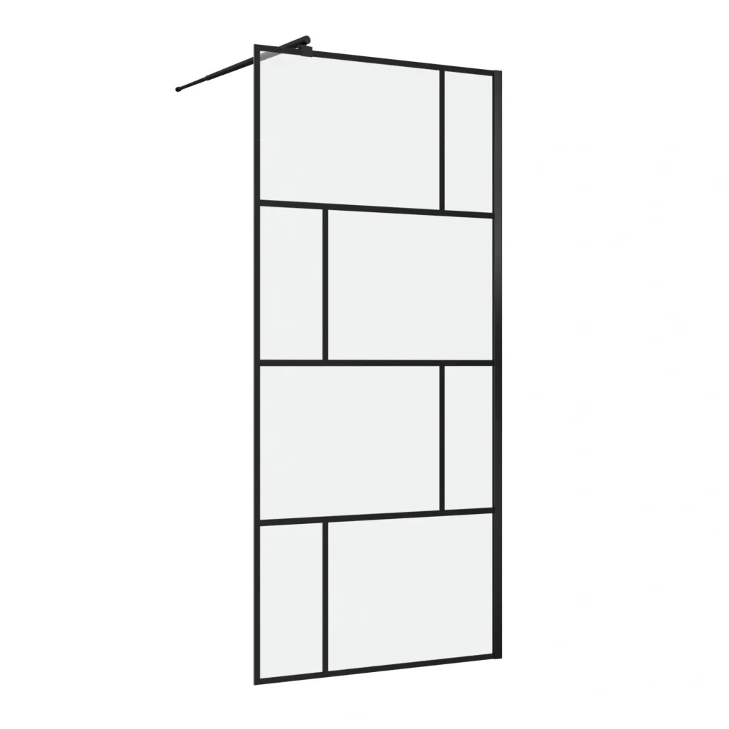 Duschwand in modernem Design 90 x 195 cm - Glasdusche mit matt schwarzen Wandprofil - inklusive Wandhalterung