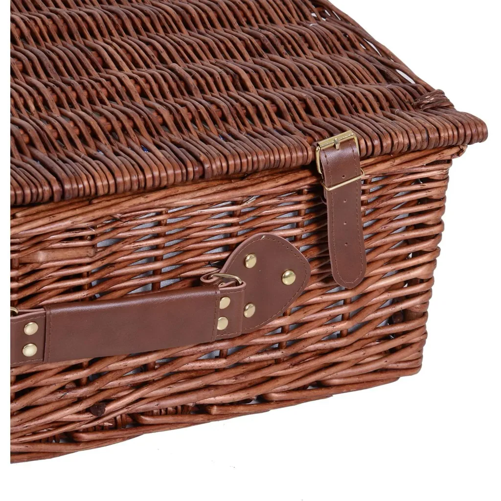 Picknickkorb für 4 Personen Picknickkoffer Picknickset mit Kühltasche Utensilien Glas Braun 54 x 34 x 20 cm