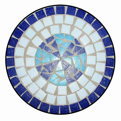 Mosaik Tisch - Ø60cm - blau und weiß