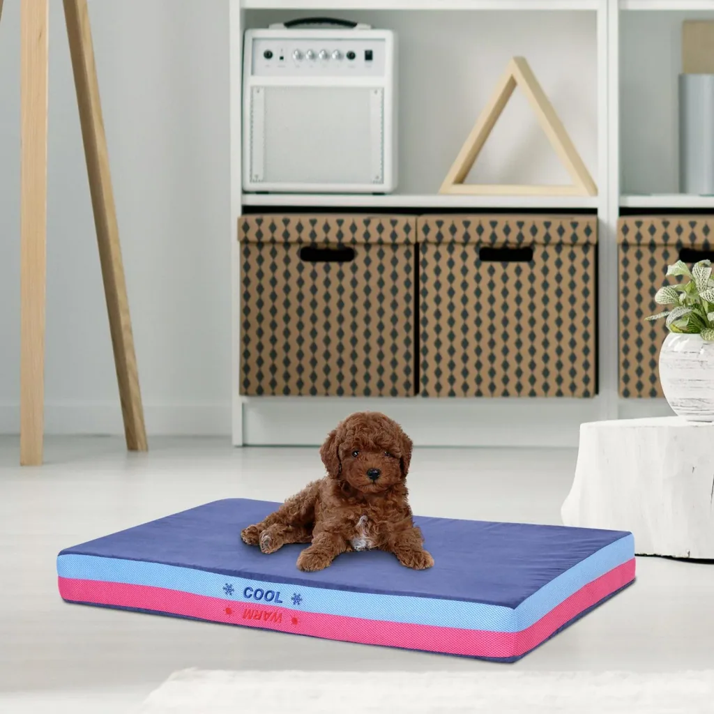 Hundebett Hundekissen Wendekissen Hundedecke für Haustiere Memory Foam Blau 88 x 56 x 10 cm