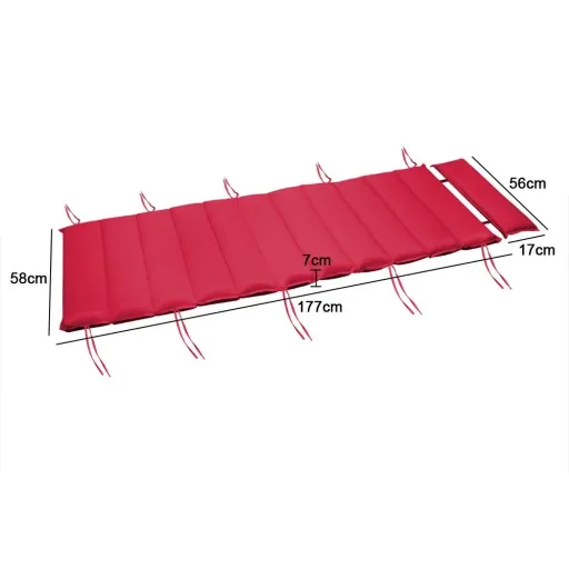Gartenkissen - Für Liege - Mit abnehmbarem Kissen - Rot - 117x58x7cm