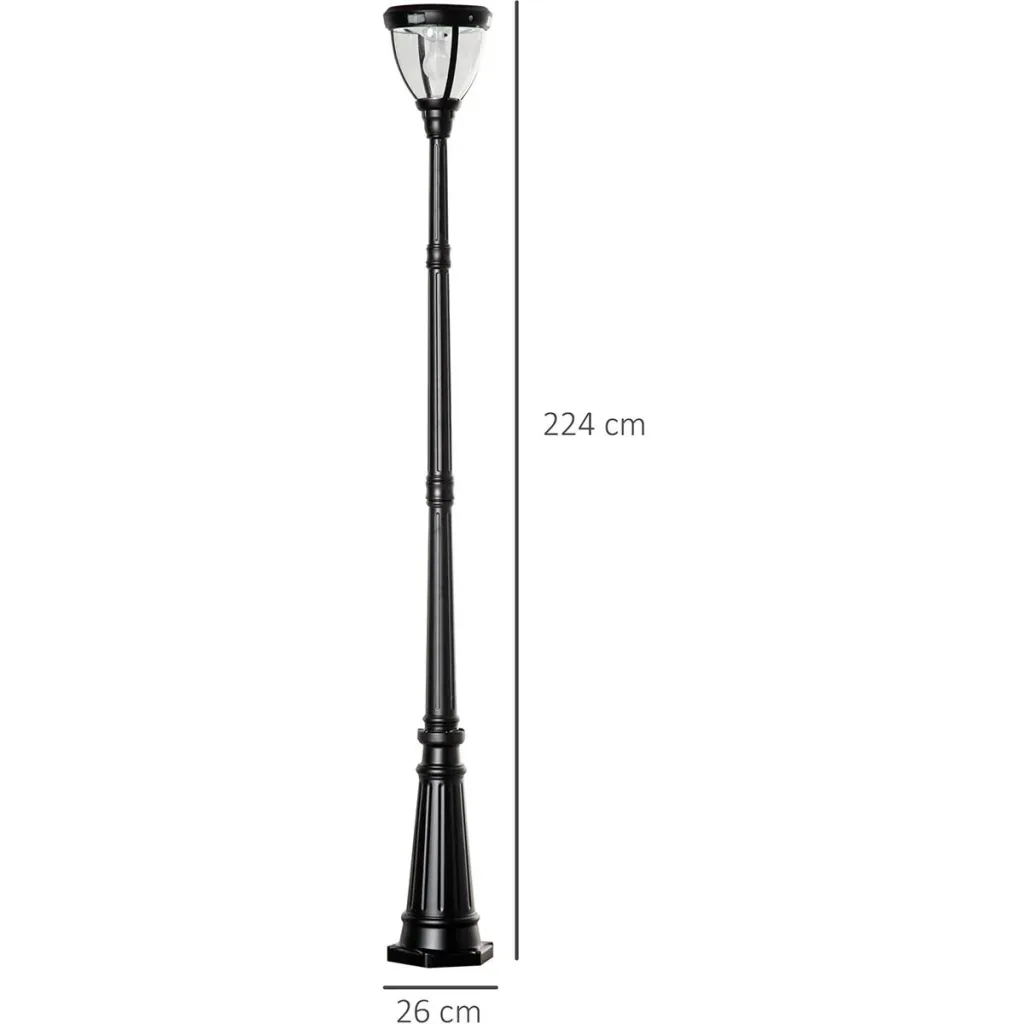 Solar Lampenmast - Vintage - Schwarz - 26 x 26 x 224 cm
