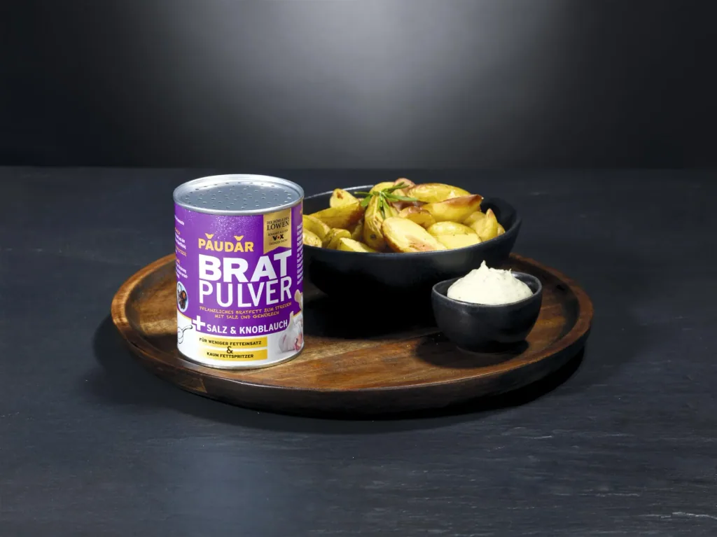 Pflanzliches Bratfett-Pulver, „PAUDAR“, mit Knoblauch und Salz, 175 g