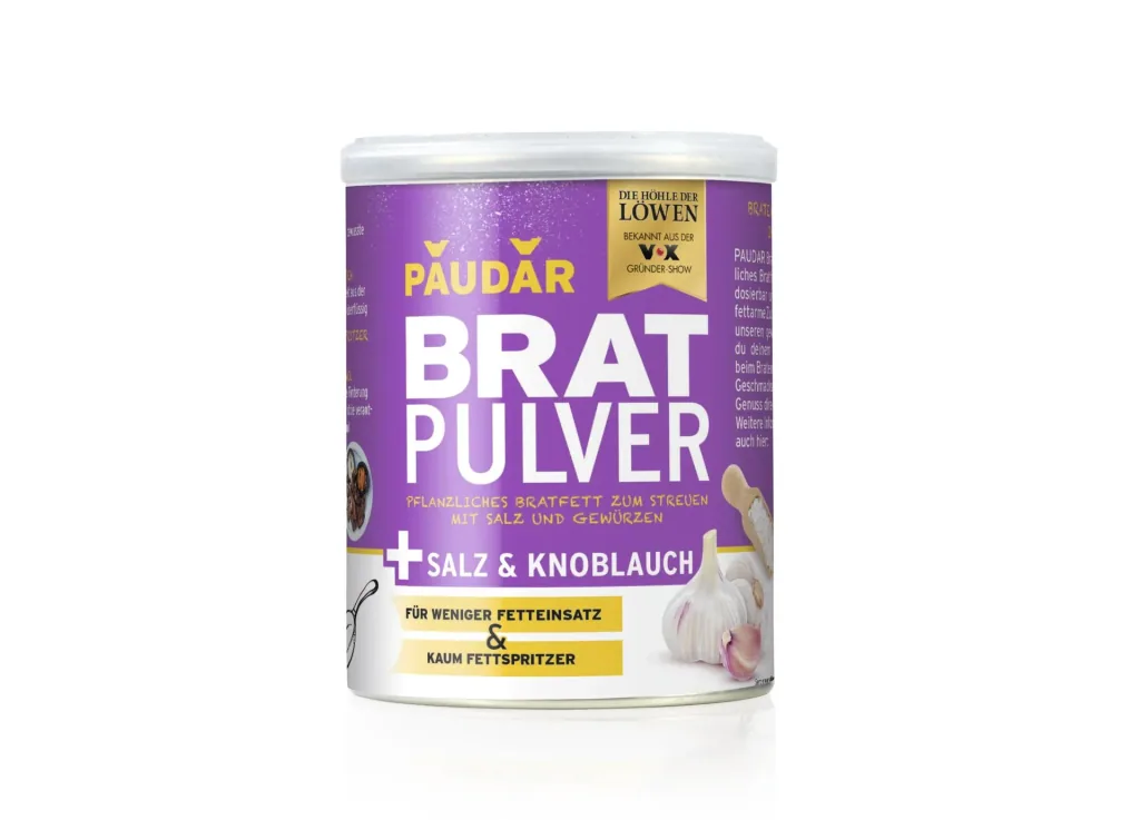 Pflanzliches Bratfett-Pulver, „PAUDAR“, mit Knoblauch und Salz, 175 g