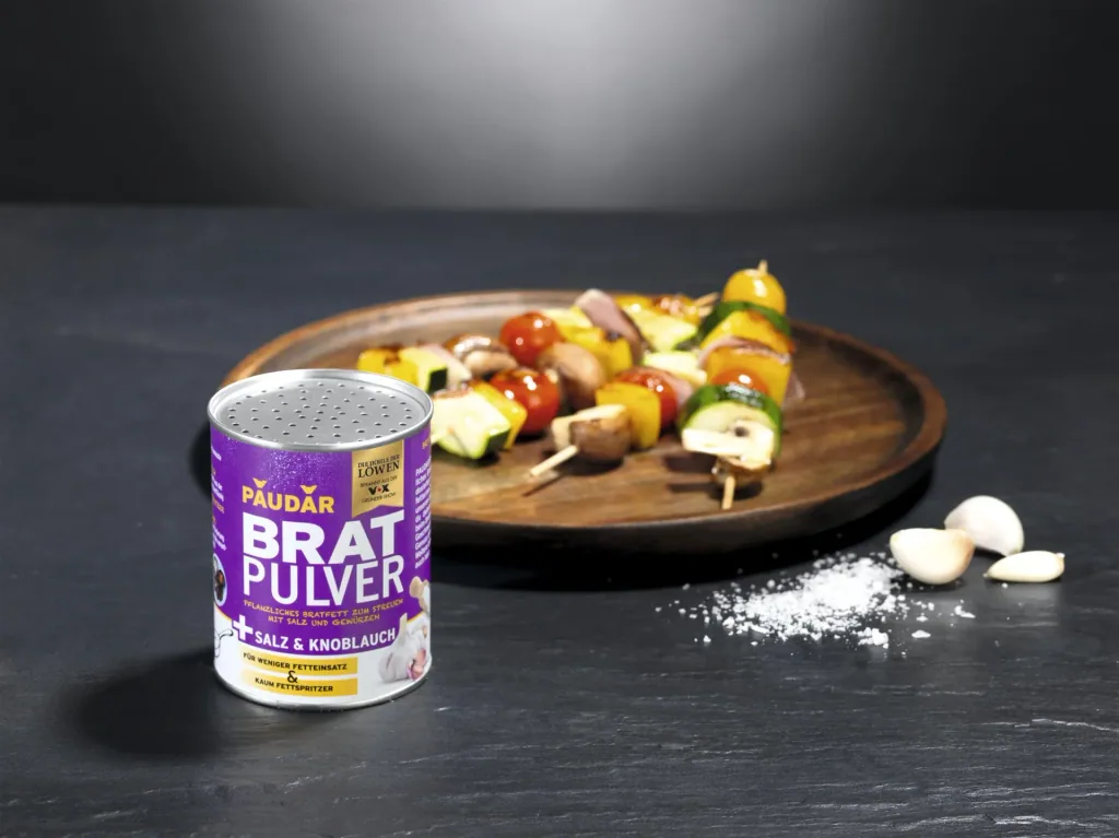 Pflanzliches Bratfett-Pulver, „PAUDAR“, mit Knoblauch und Salz, 175 g