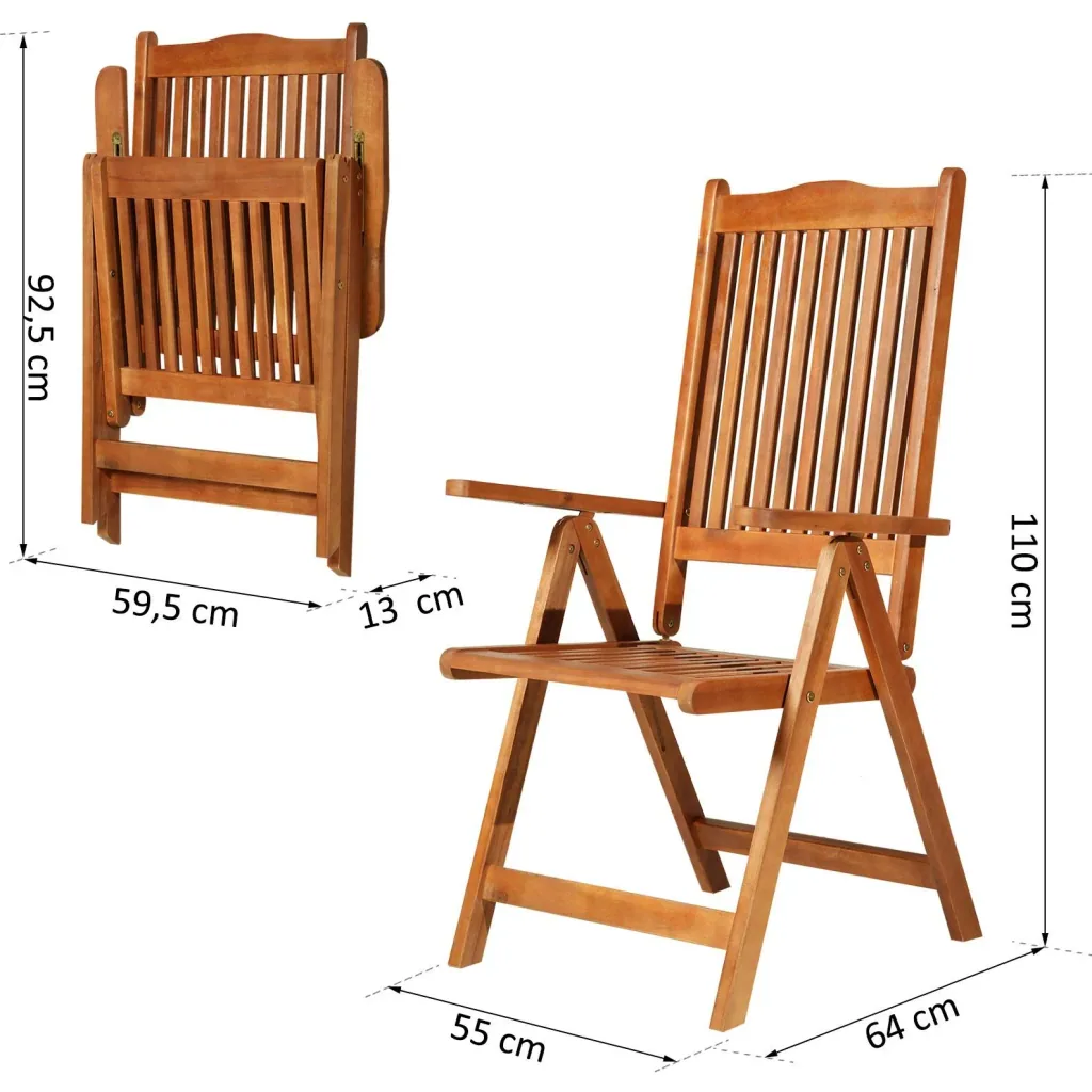 Klappstuhl Gartensessel Gartenmöbel 5-Fach verstellbar Akazienholz geölt 64 x 55 x 110 cm