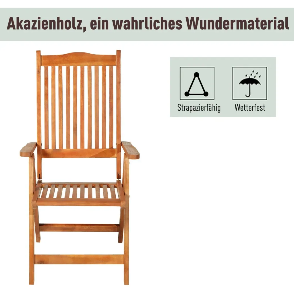 Klappstuhl Gartensessel Gartenmöbel 5-Fach verstellbar Akazienholz geölt 64 x 55 x 110 cm